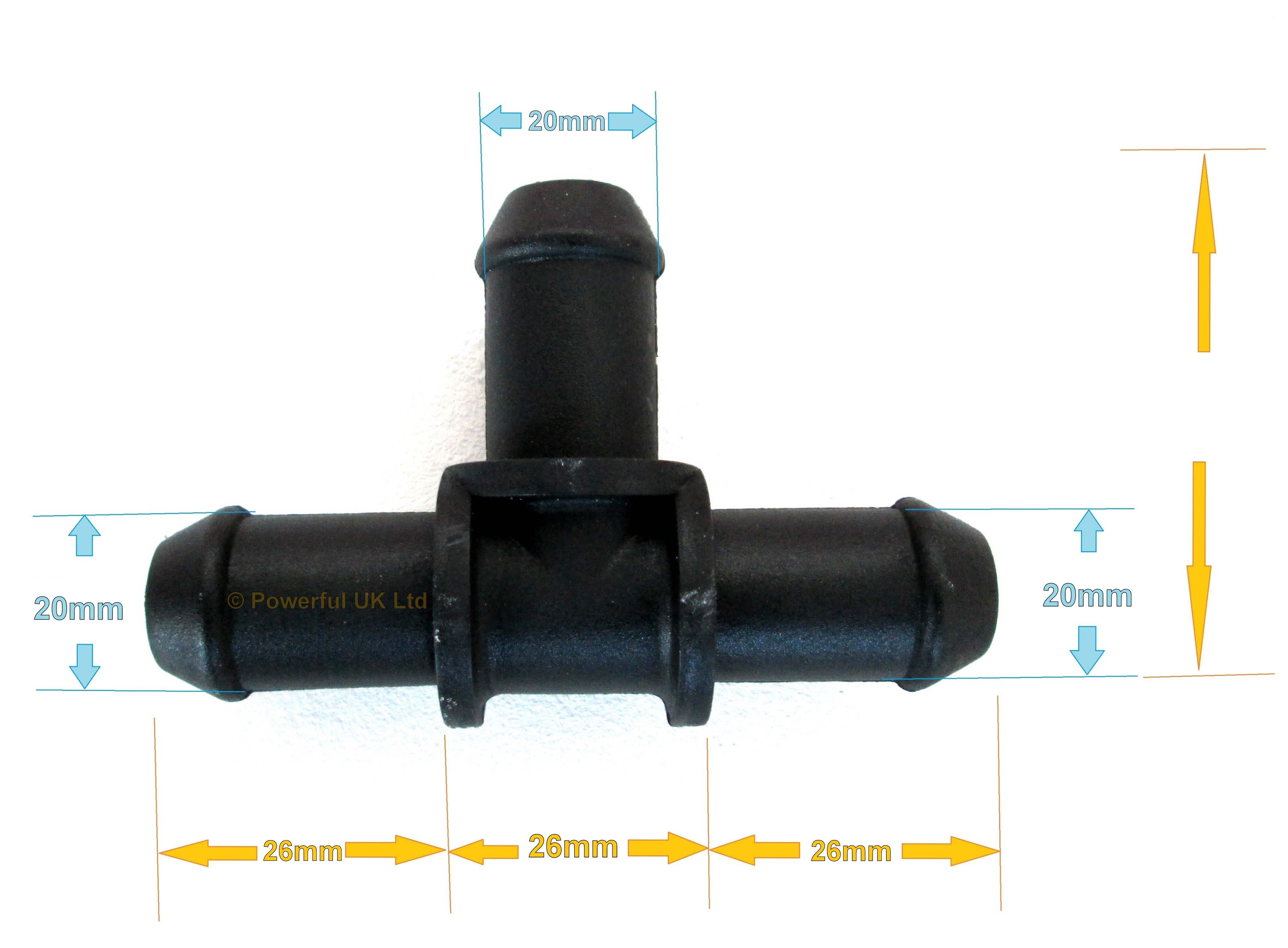 2x T connectors 20mm for silicone/rubber hose pipe kit car heater water